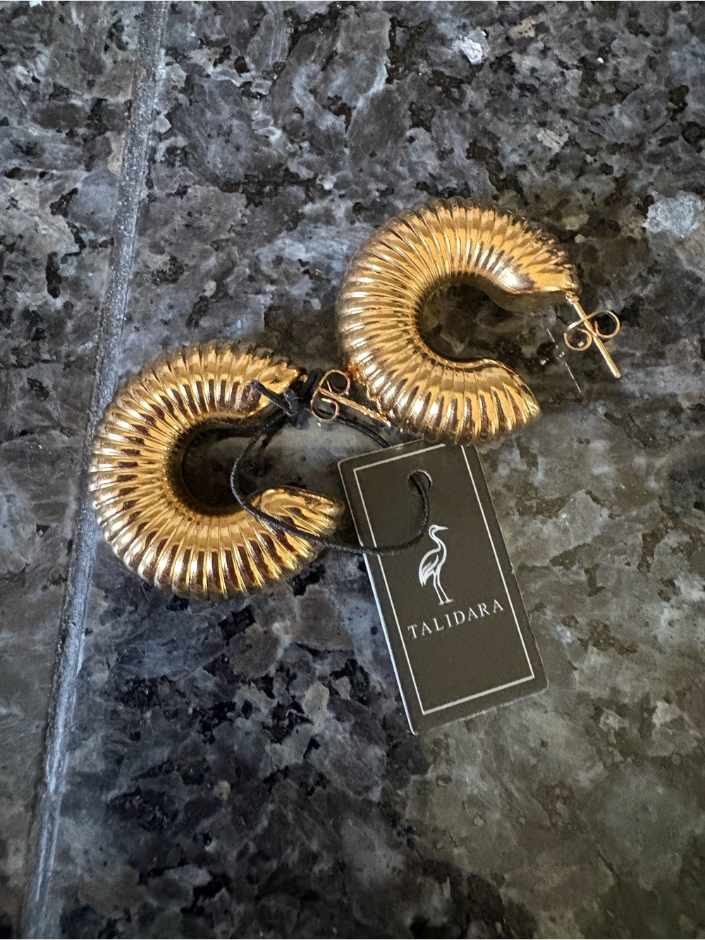Gold Ribbed Hoop Earrings - Women Jewelry